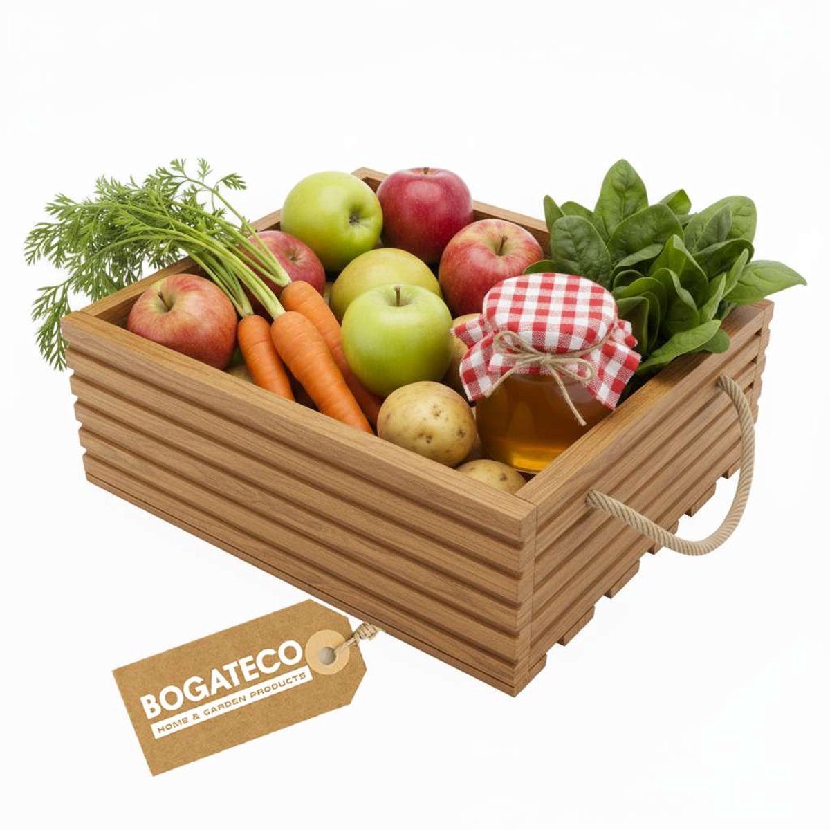 BOGATECO Houten kist Natuur 40x35x14,5 cm Houten kist Decoratie Houten doos Fruitkist Groentekist Houten kist voor opslag Opbergdoos Kist Hout Cadeau Decoratie Wijnkist LICHTBRUIN