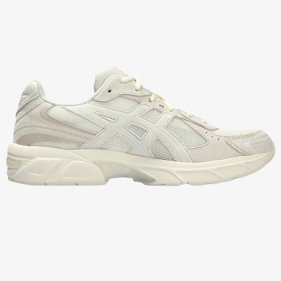 Crème ASICS GEL sneakers met mesh en suède details.