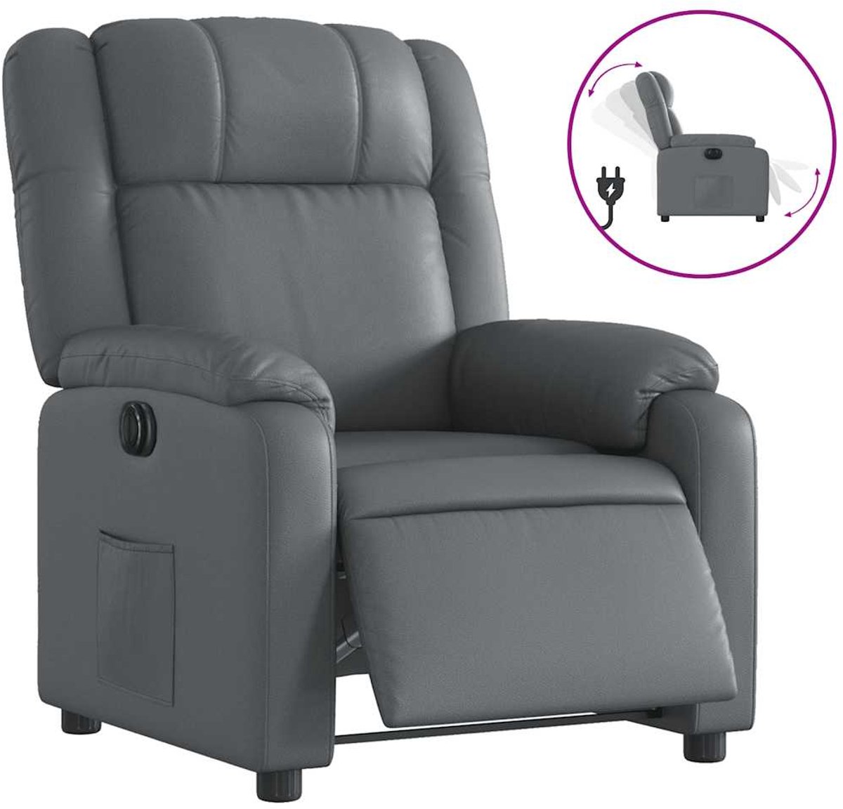 vidaXL Fauteuil - verstelbaar - elektrisch - kunstleer - grijs