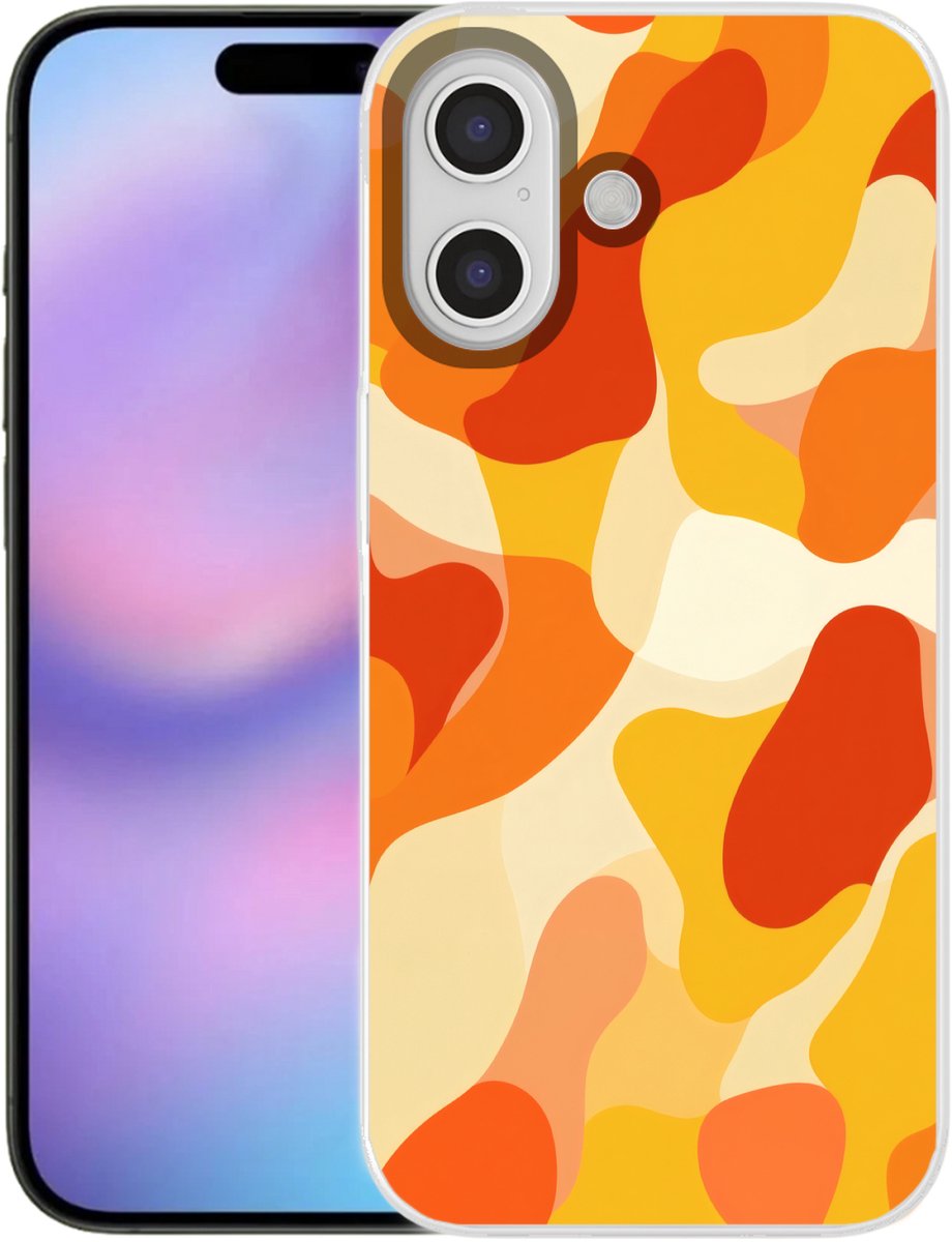 Telefoonhoesje Geschikt voor iPhone 17 hoesje - Abstract - Vormen - Oranje - Siliconen Telefoonhoesje Telefoonhoesje