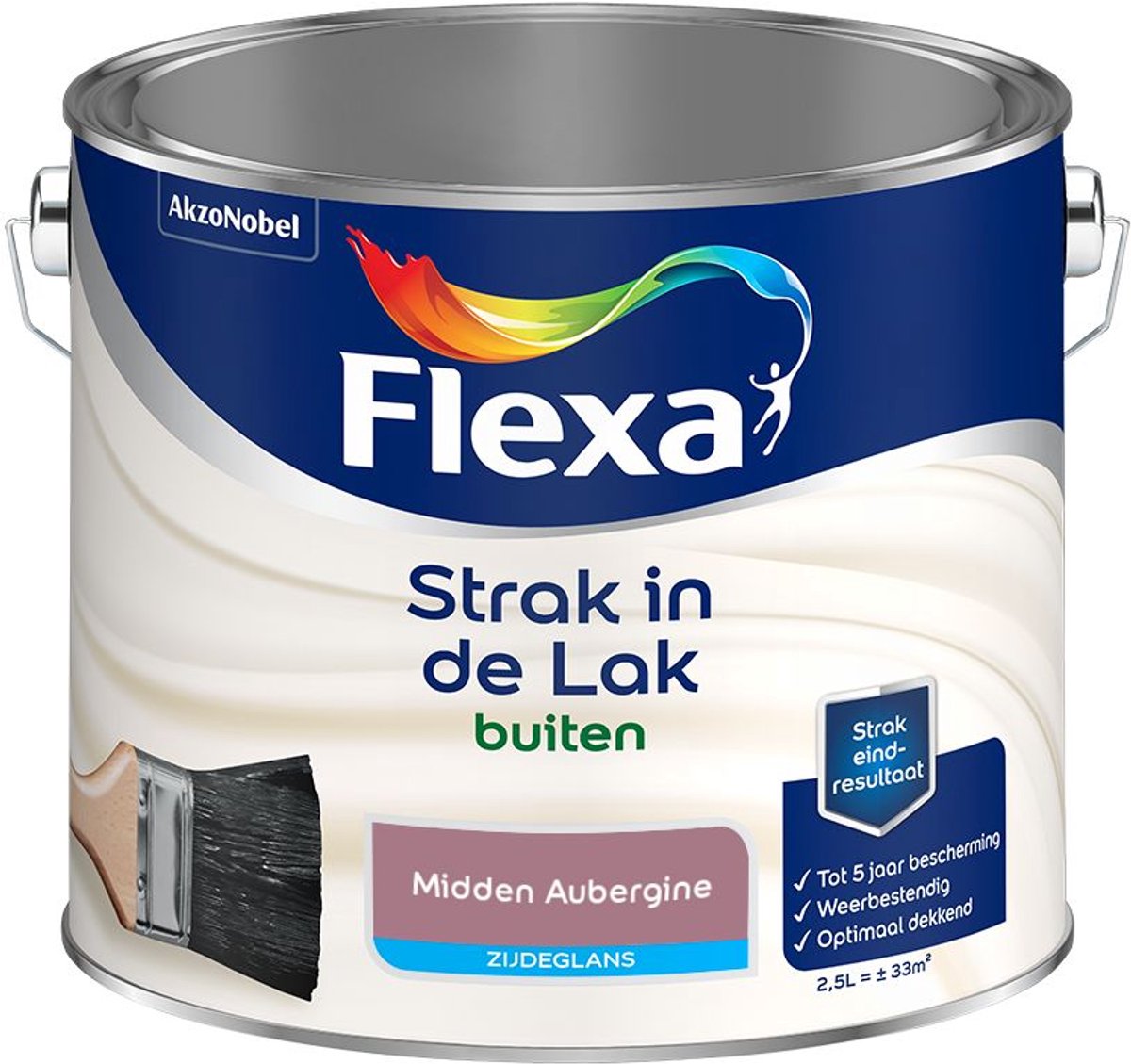 Flexa - Strak in de Lak Buitenlak Zijdeglans - Midden Aubergine - Mengverf - 2.5 L