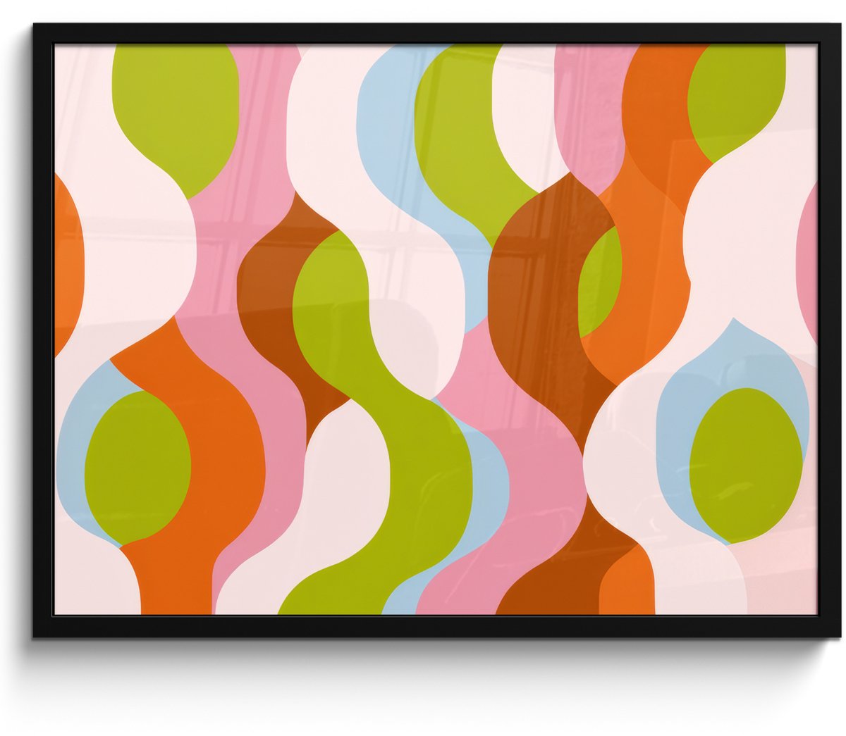 FrameYourWall Poster in lijst - Fotolijst 80x60 cm - Posters - Abstract - Vormen - Roze - Posterlijst zwart - Decoratie - Wanddecoratie woonkamer - Muurdecoratie slaapkamer
