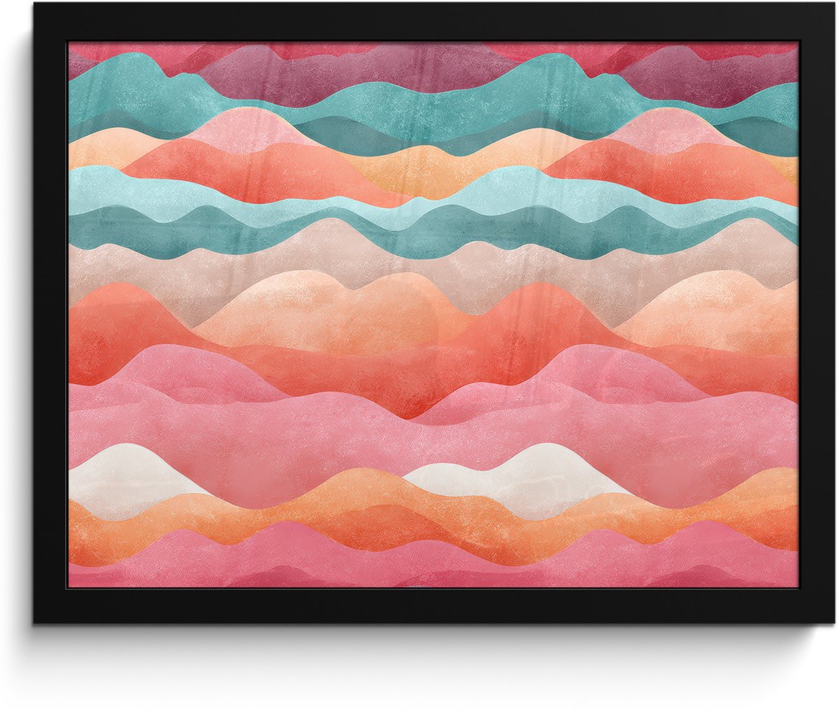 FrameYourWall Poster in lijst - Fotolijst 40x30 cm - Posters - Golven - Kleurrijk - Abstract - Posterlijst zwart - Decoratie - Wanddecoratie woonkamer - Muurdecoratie slaapkamer