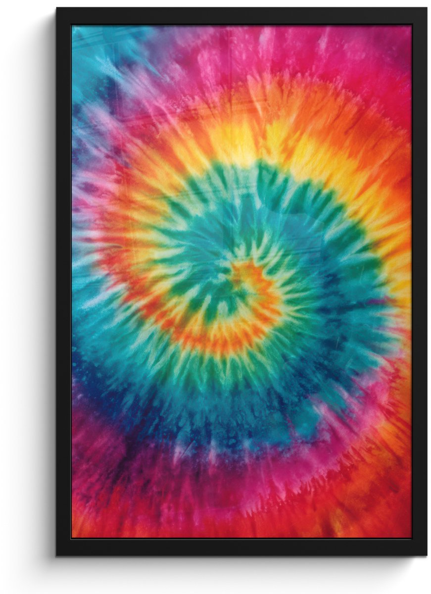 FrameYourWall Poster in lijst - Fotolijst 40x60 cm - Posters - Regenboogkleuren - Tie dye - Posterlijst zwart - Decoratie - Wanddecoratie woonkamer - Muurdecoratie slaapkamer
