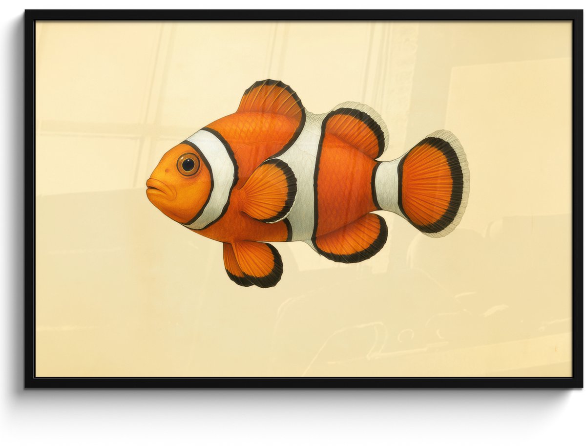 FrameYourWall Poster in lijst - Fotolijst 120x80 cm - Posters - Vis - Oranje - Strepen - Posterlijst zwart - Decoratie - Wanddecoratie woonkamer - Muurdecoratie slaapkamer