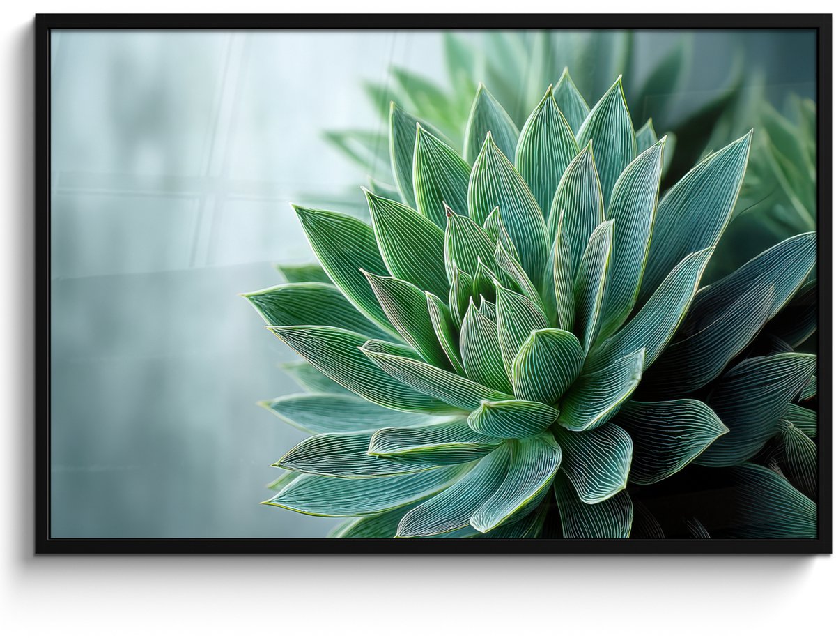 FrameYourWall Poster in lijst - Fotolijst 120x80 cm - Posters - Vetplant - Bladeren - Groen - Wazig - Posterlijst zwart - Decoratie - Wanddecoratie woonkamer - Muurdecoratie slaapkamer