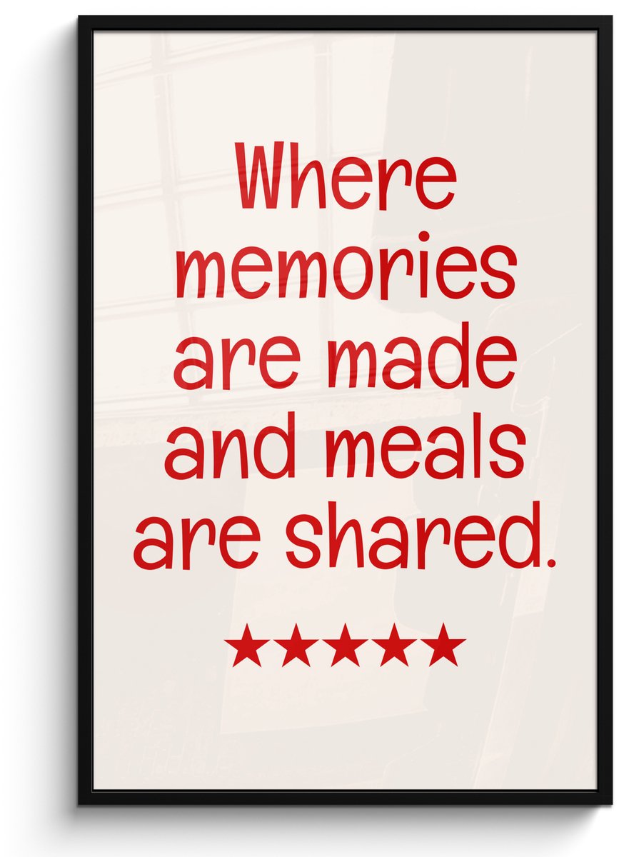 FrameYourWall Poster in lijst - Fotolijst 80x120 cm - Posters - Quote - Sterren - Rood - Memories - Posterlijst zwart - Decoratie - Wanddecoratie woonkamer - Muurdecoratie slaapkamer
