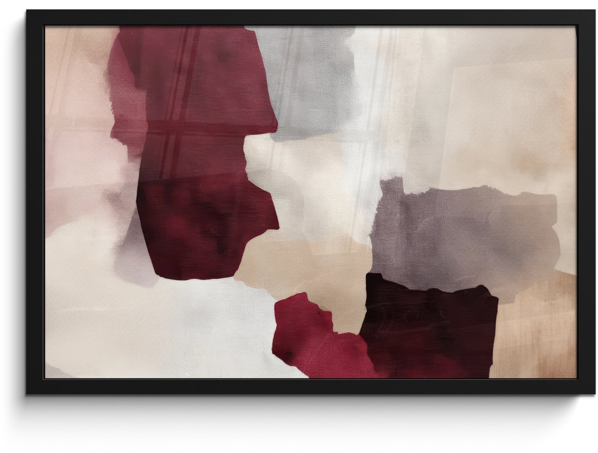 FrameYourWall Poster in lijst - Fotolijst 60x40 cm - Posters - Abstract - Kleurbakken - Rood - Posterlijst zwart - Decoratie - Wanddecoratie woonkamer - Muurdecoratie slaapkamer Abstract - Kleurvlakken