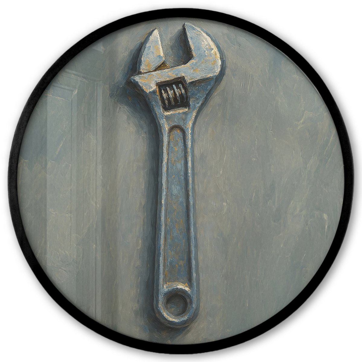 FrameYourWall Poster in lijst Rond - Fotolijst 40x40 cm - Posters - Moersleutel - Gereedschap - Verf - Ronde posterlijst zwart - Decoratie - Wanddecoratie woonkamer - Muurdecoratie slaapkamer