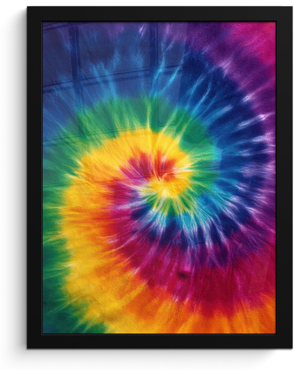 FrameYourWall Poster in lijst - Fotolijst 30x40 cm - Posters - Regenboogkleuren - Spiraal - Kleurrijk - Posterlijst zwart - Decoratie - Wanddecoratie woonkamer - Muurdecoratie slaapkamer Multicolor