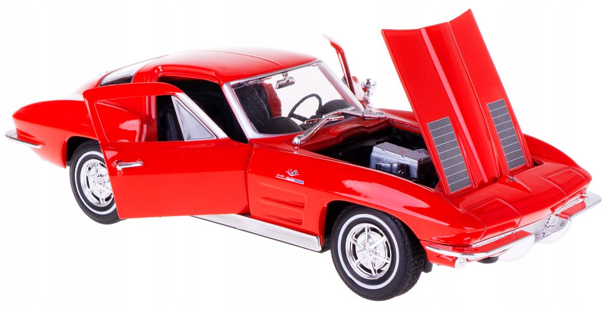 Chevrolet Corvette 1963 Modelauto Welly 1:24 Rood Metaal