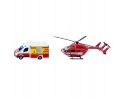 siku 1748, Reddingsdienst-set, Reddingshelikopter en Mercedes Benz Ambulance, Metaal/Kunststof, Rood/Wit, Draaibare Rotoren