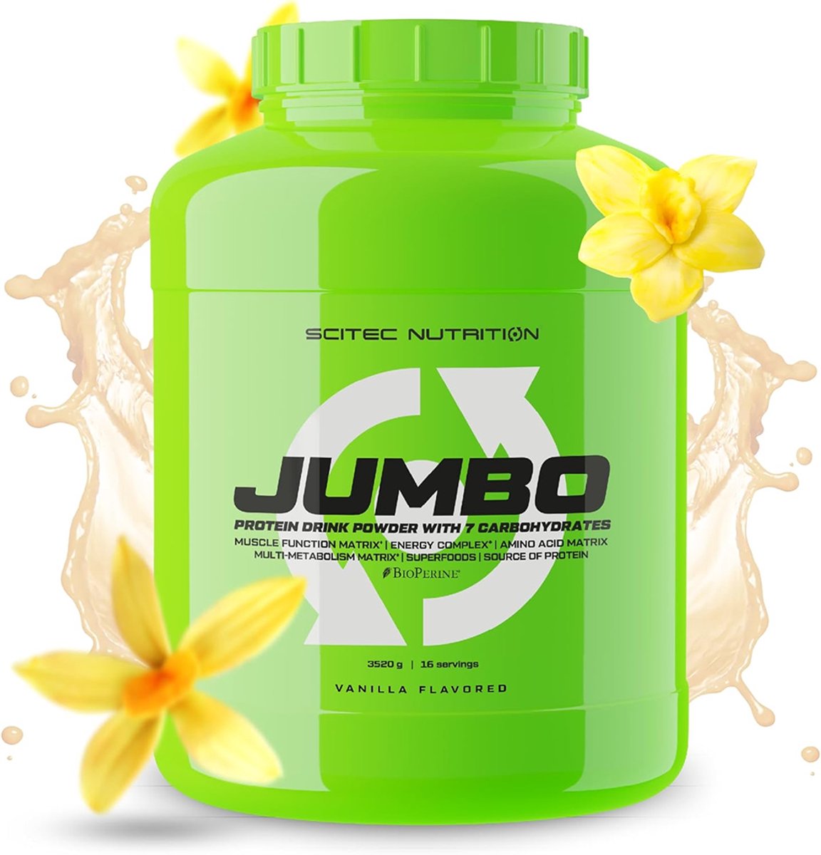Scitec Nutrition® - Jumbo (3520 gram - Vanilla) - Vanille - 16 eiwitshakes - Weight Gainer - Mass gainer - Proteine poeder - Protein powder - Gewichtstoename - proteine shake