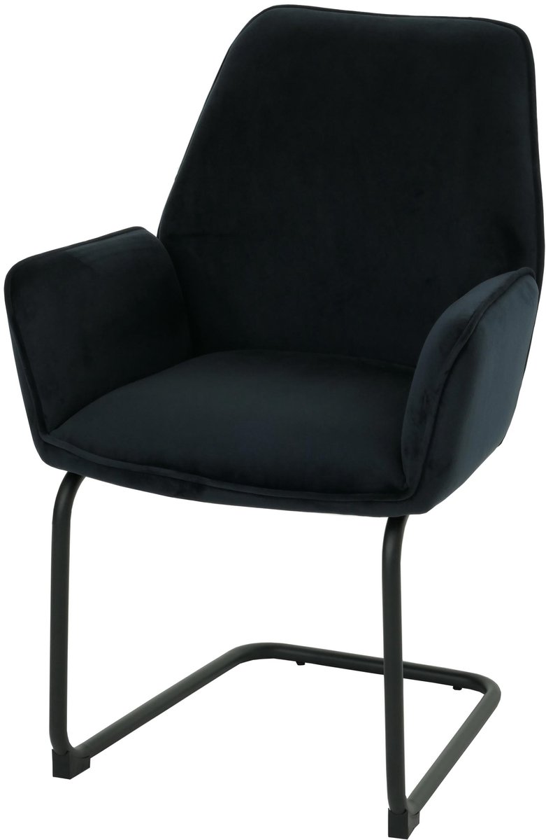 MCW Sledestoel MCW-G67, eetkamerstoel, keukenstoel, stoel, stof/textiel MVG ~ antracietblauw