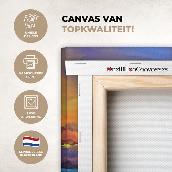 Toile - Huile - Peinture - Bateau - Nuages ​​- Couleurs - 40x30 cm - Intérieur - Peintures sur toile