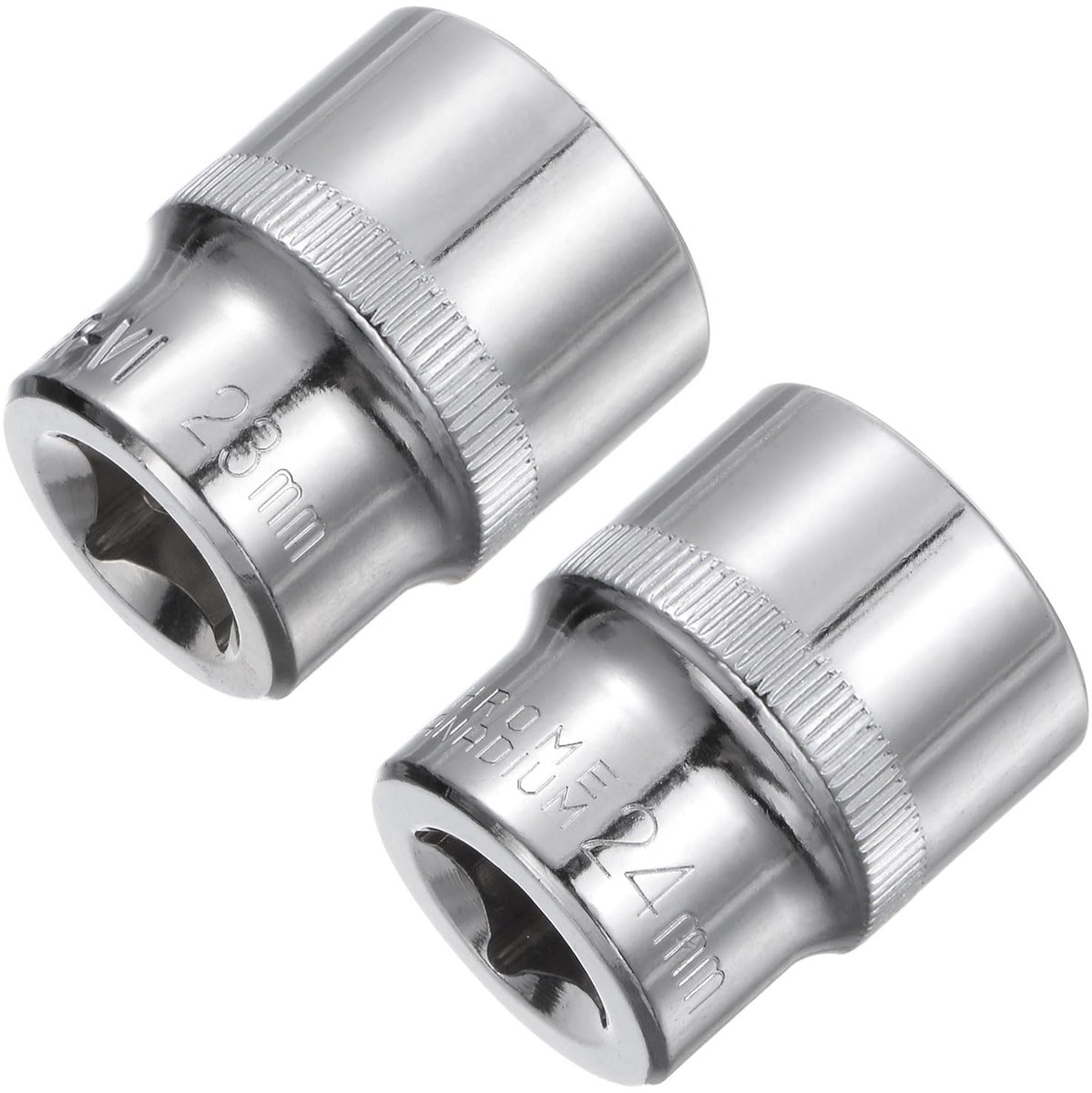 2pcs 6-point shallow socket, 1/2 inch drive 23mm 24mm shallow socket Cr-V Drive Socket Metric Socket for DIY Hand-making Repair Automotive for Car Repair and Household