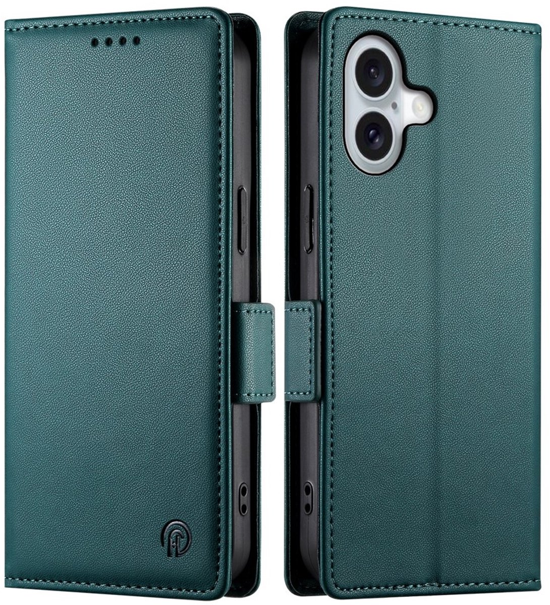 Lunso Geschikt voor iPhone 17 hoesje - PU leren Bookcase met ruimte voor pasjes - Groen