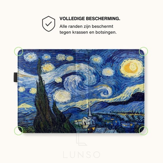Lunso PocketBook Verse / Verse Pro / Verse Color hoes (6 inch) - Luxe Stand sleepcover - Van Gogh Sterrennacht van Lunso — afbeelding 3