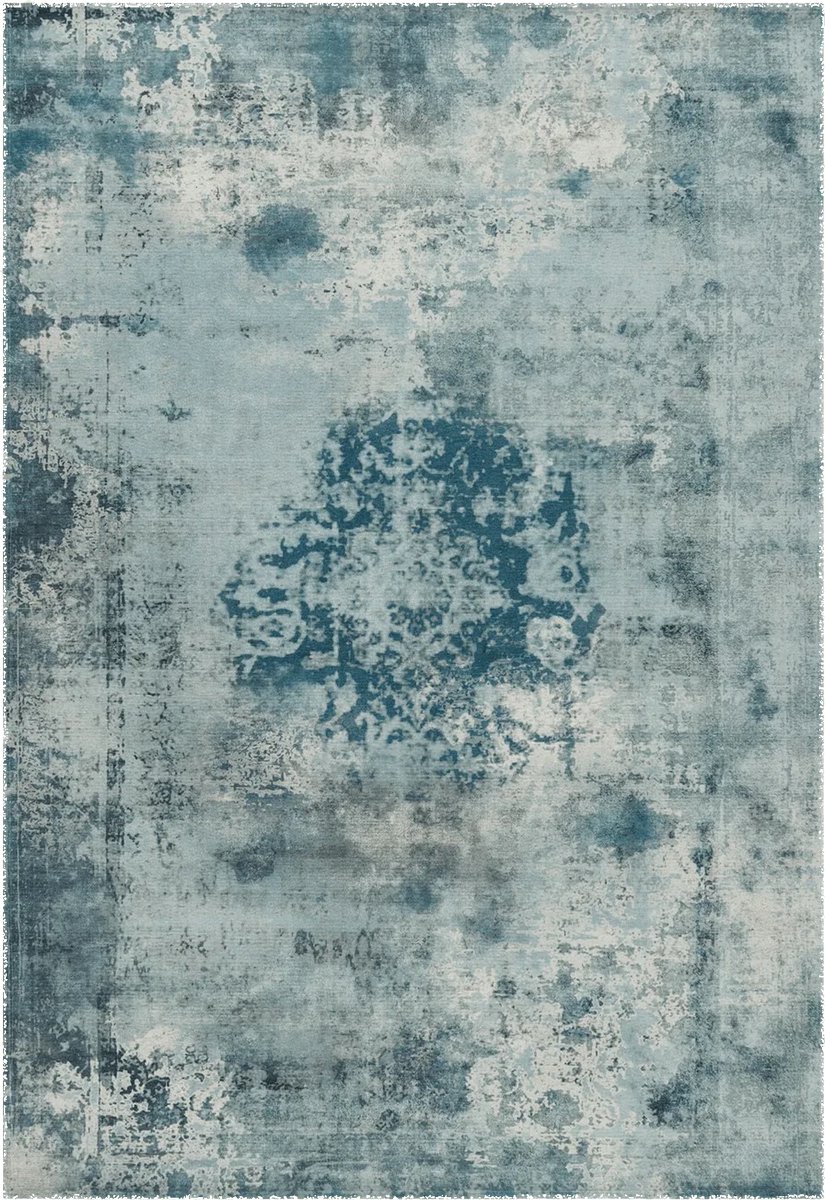 Vintage Vloerkleed | Tapijt | Vin | Ornamenteel | Petrol | 140x200 cm