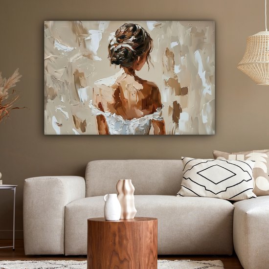 Peinture sur toile 120x80 cm - Décoration murale Femme - Peinture - Abstrait - Beige - Moderne - Décoration murale murale salon - Décoration chambre - Accessoires de chambre - Peintures