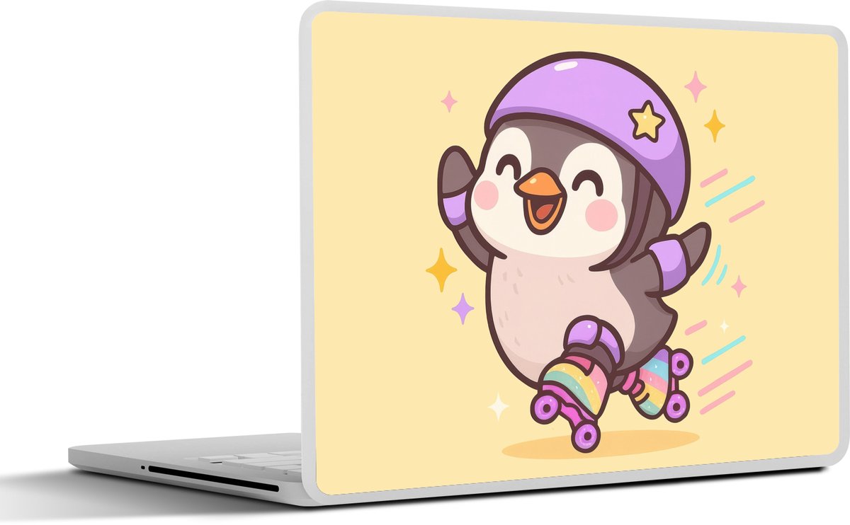 Laptop sticker – 14 inch – Pinguïn – Rolschaatsen – Geel – Energiek – 32x5x23x5cm – Laptopstickers – Laptop skin – Cover Laptop sticker – 14 inch – Pinguïn – Rolschaatsen – Geel – Energiek – 32x5x23x5cm – Laptopstickers – Laptop skin – Cover