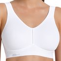 Witte sportbeha met v-hals en Anita Active logo op de band.