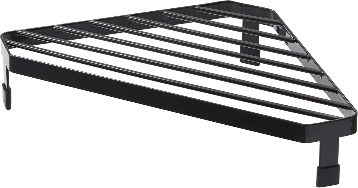 Stove Corner Rack in Zwart Staal - Compact en Verstelbaar (22 x 22 x 5 cm)