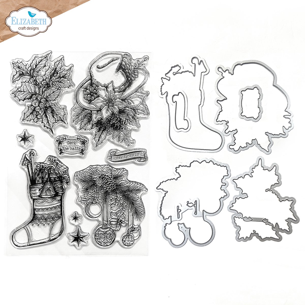 ECD Deck the halls stamp and die set