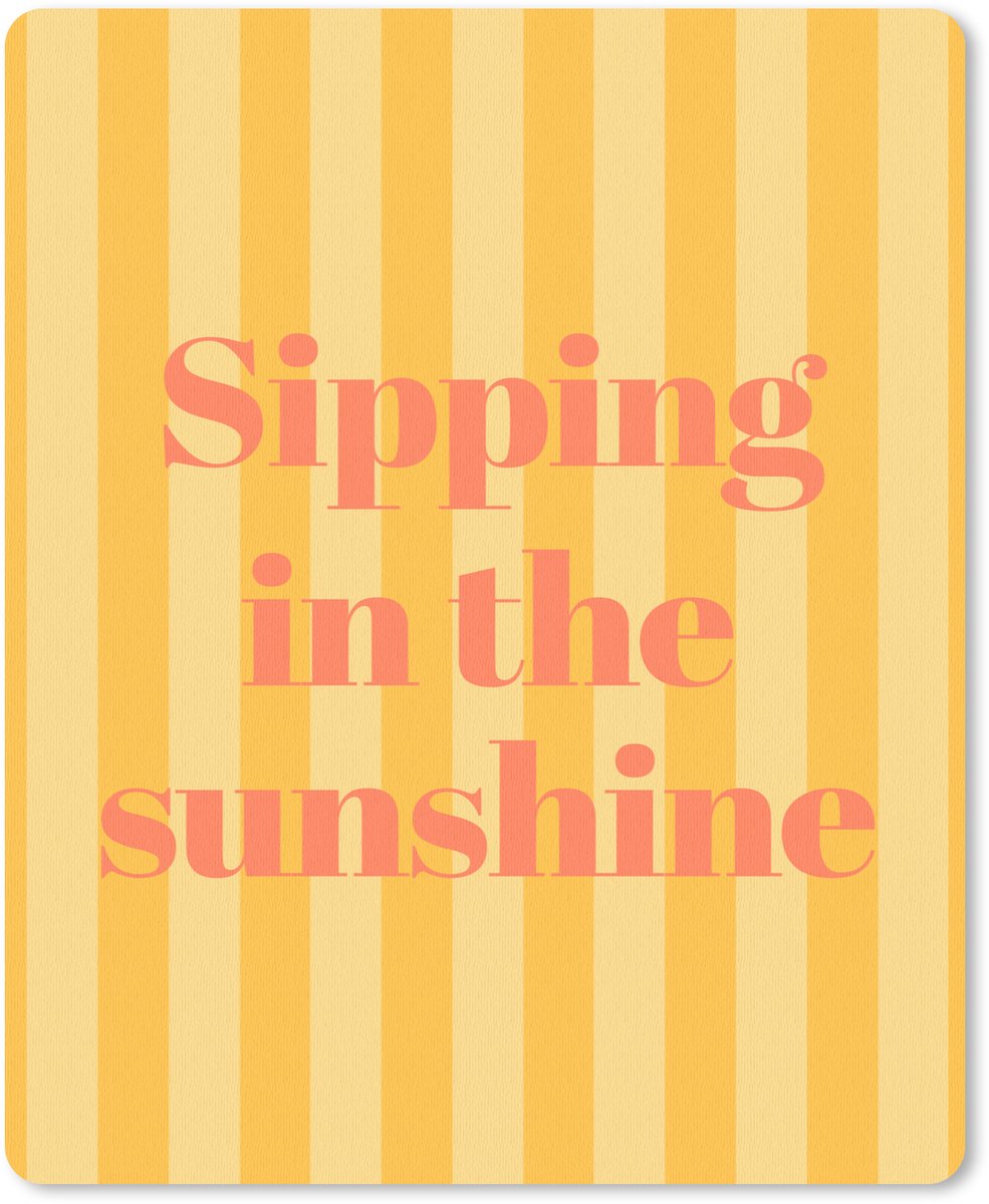 Muismat 19x23 cm - Mousepad Gestreept - Geel - Sunshine - Letters - Muismatten