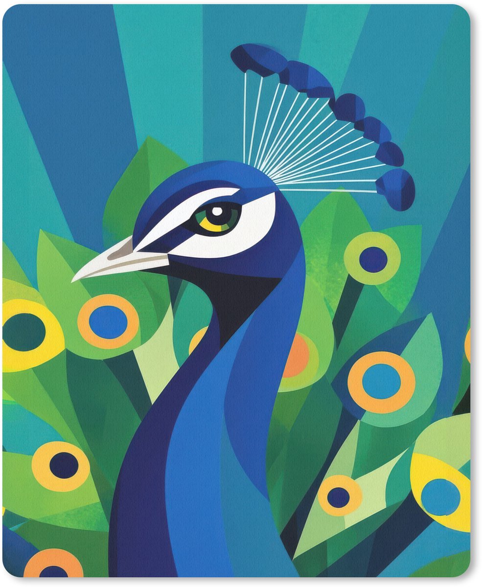 Muismat 19x23 cm - Mousepad Pauw - Cirkels - Blauw - Muismatten