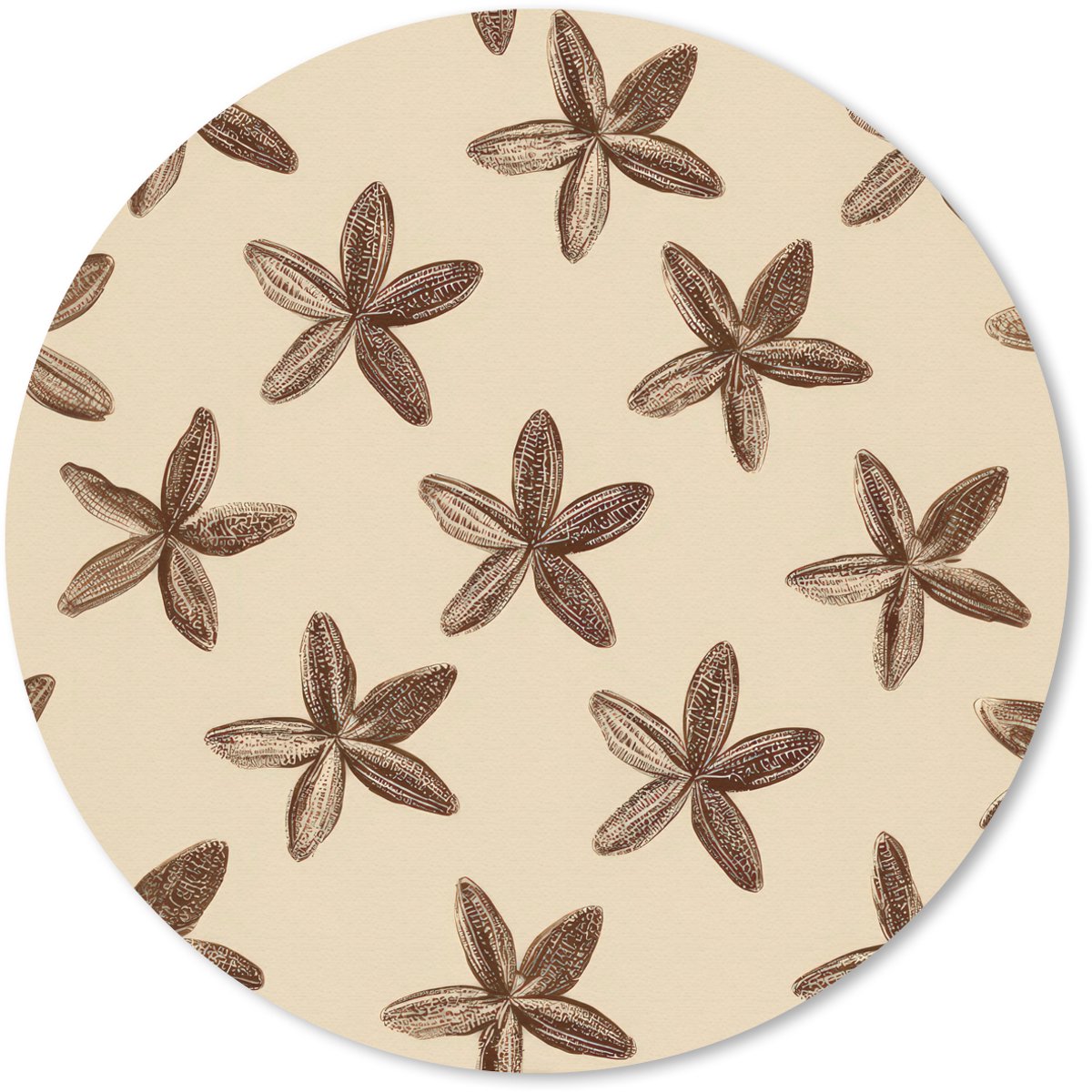 Muismat rond 40x40 cm - Mousepad Sterren - Bruin - Natuurlijk - Ronde muismatten