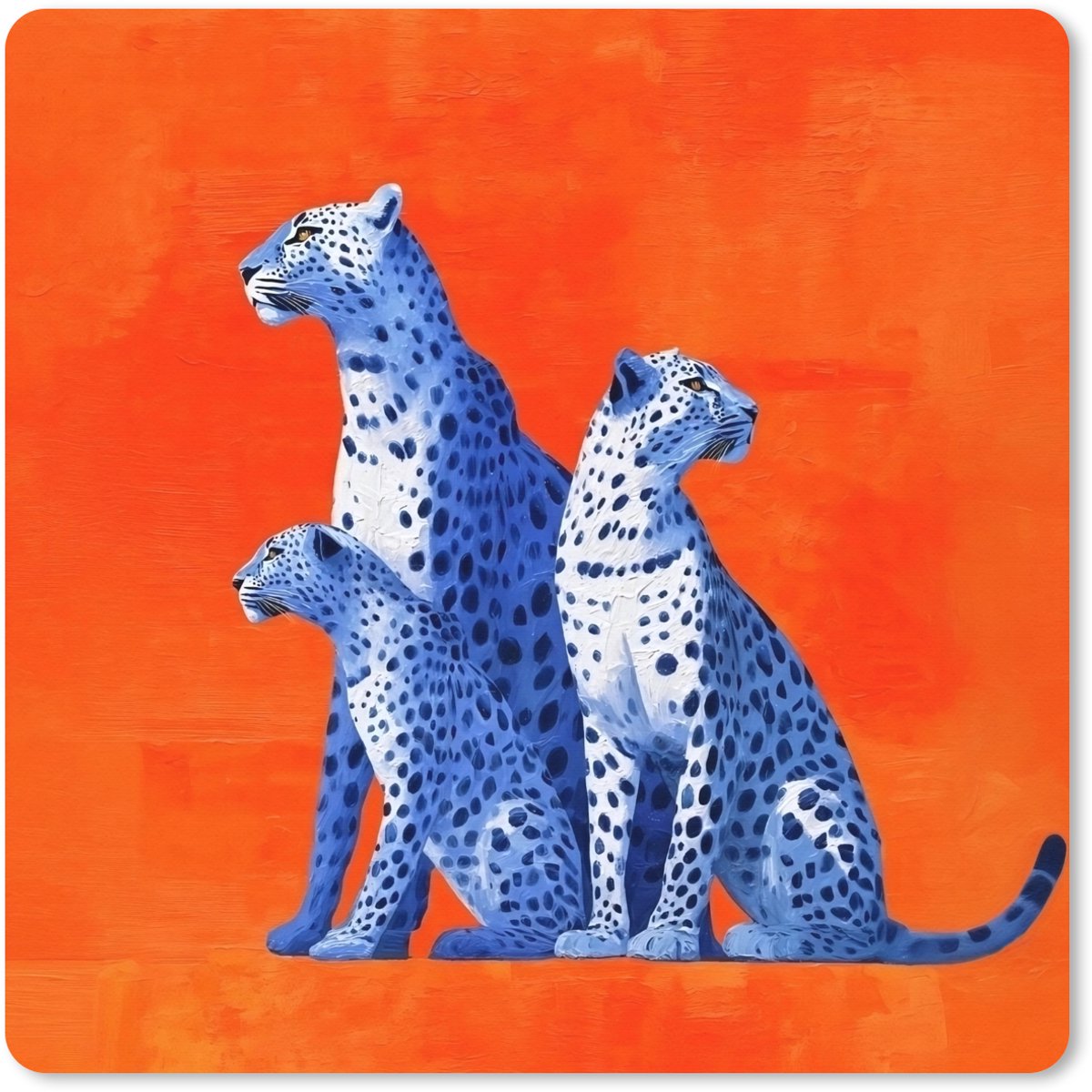 Muismat XXL 60x60 cm - Bureau onderlegger - Bureau mat Luipaarden - Stippen - Oranje - Bureaumat - Gaming mousepad xl - Bureaulegger groot - Computer deskmat