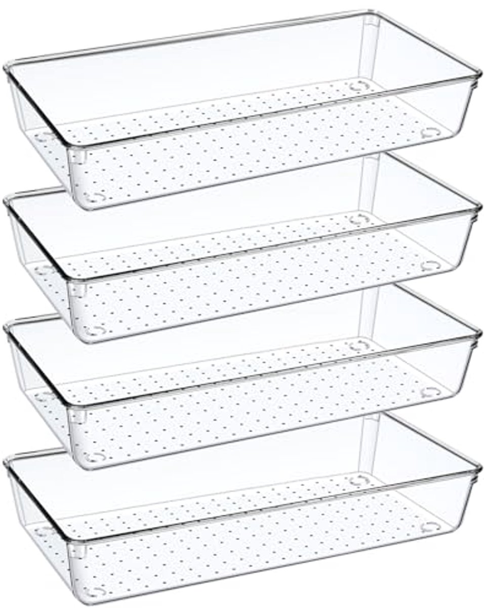 Lade-organizer Set van 4 - Transparante Organizers voor Keuken, Badkamer en Bureau