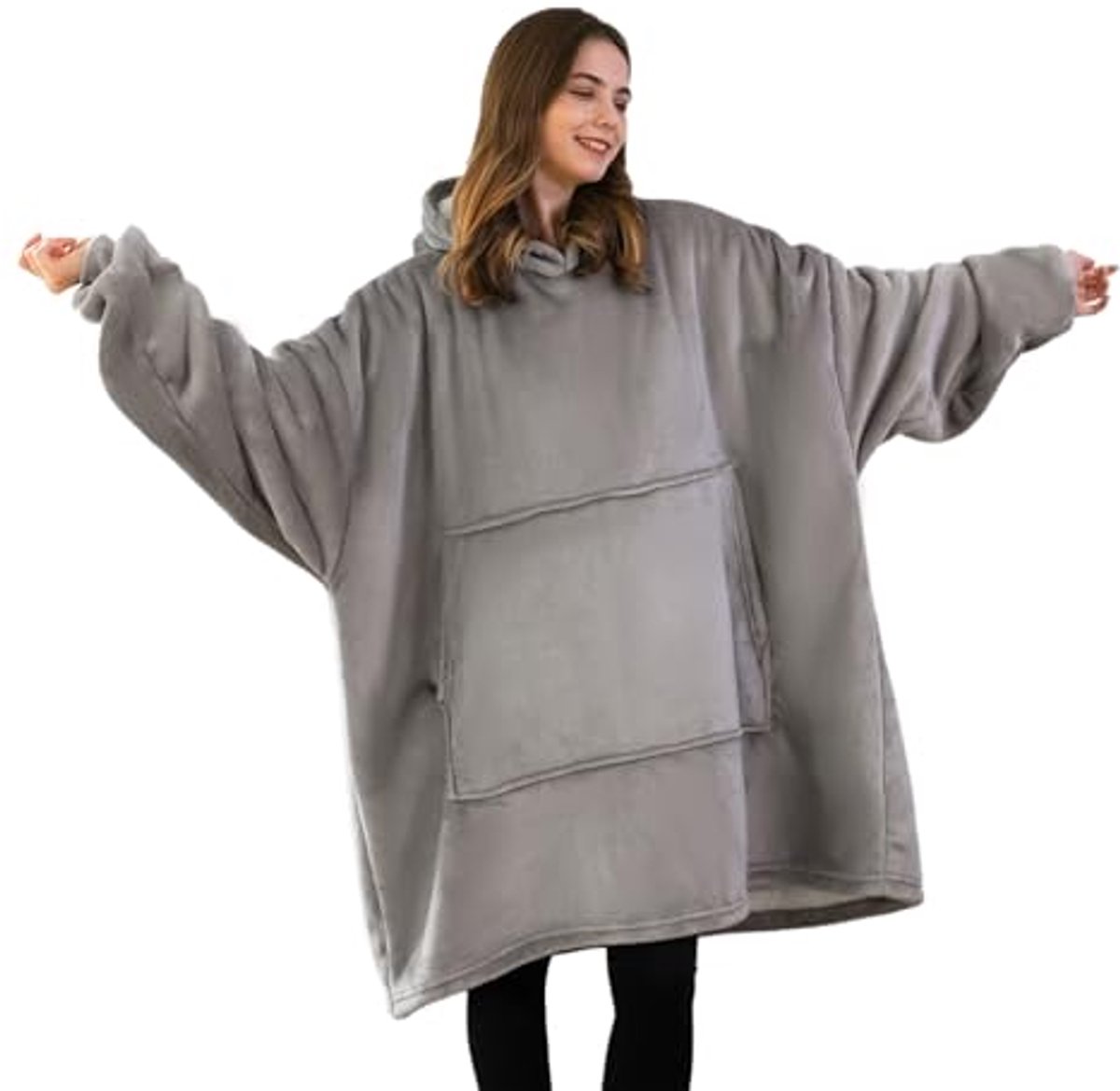Knuffeldeken met Mouwen - Oversized Hoodie Deken voor Dames en Heren in Grijs