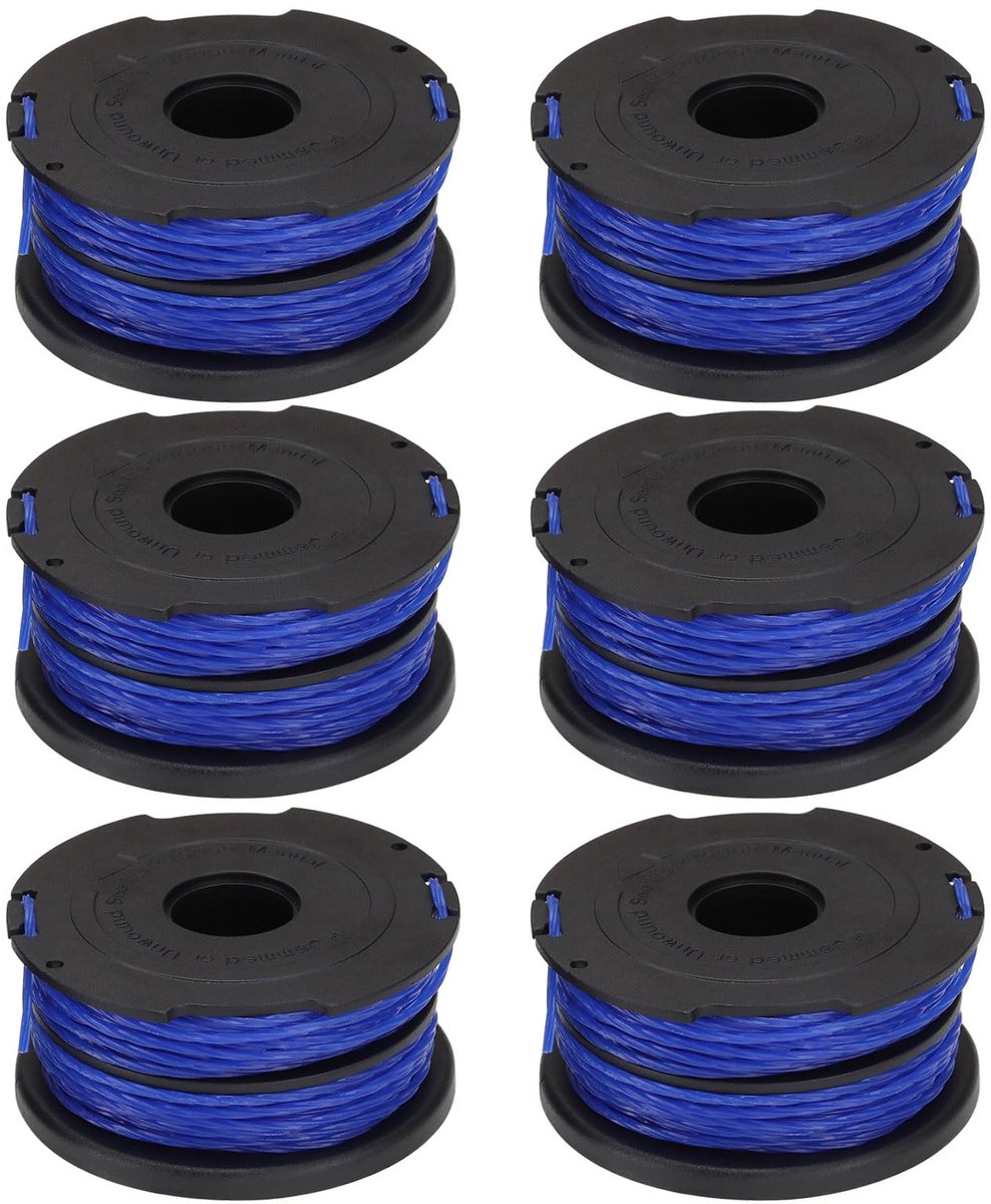 6Pcs Spool Line Cord Trimmer Trimmer Spool & Line Compatible with Black & Decker Reflex Plus GL350 GL500 GL546SC 65x30mm