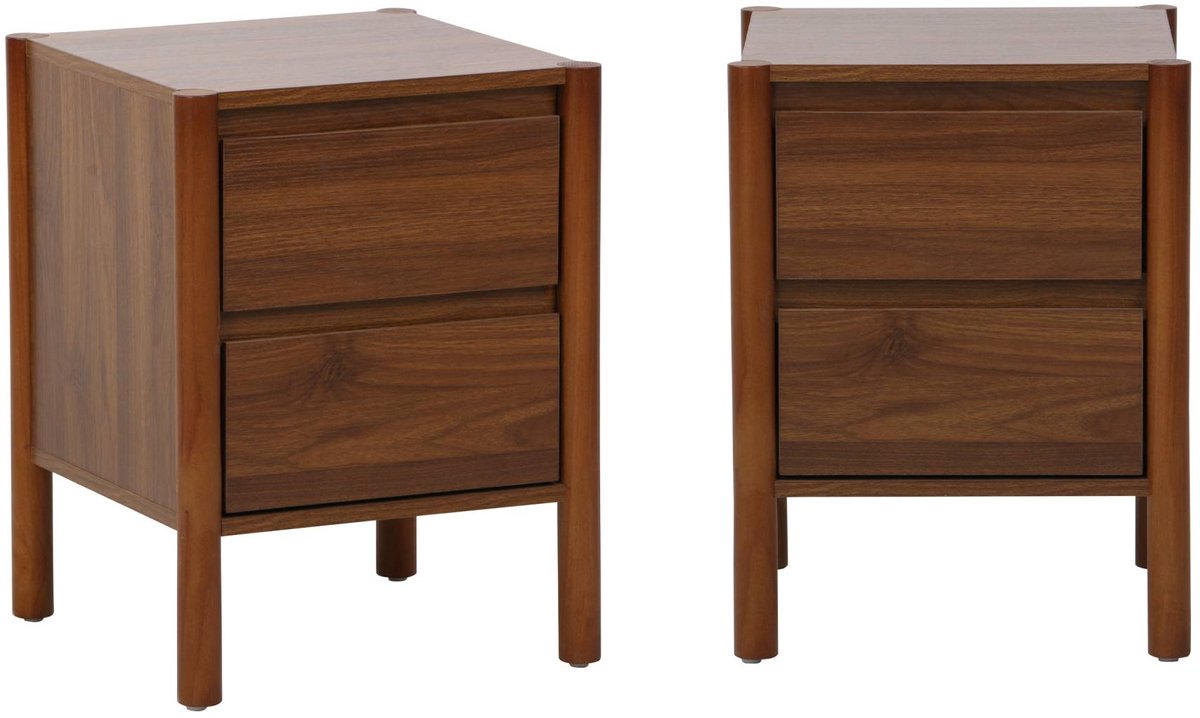 sweeek - Set van 2 nachtkastjes houteffect 2 laden - 42 x 42 x 55 cm - harmony