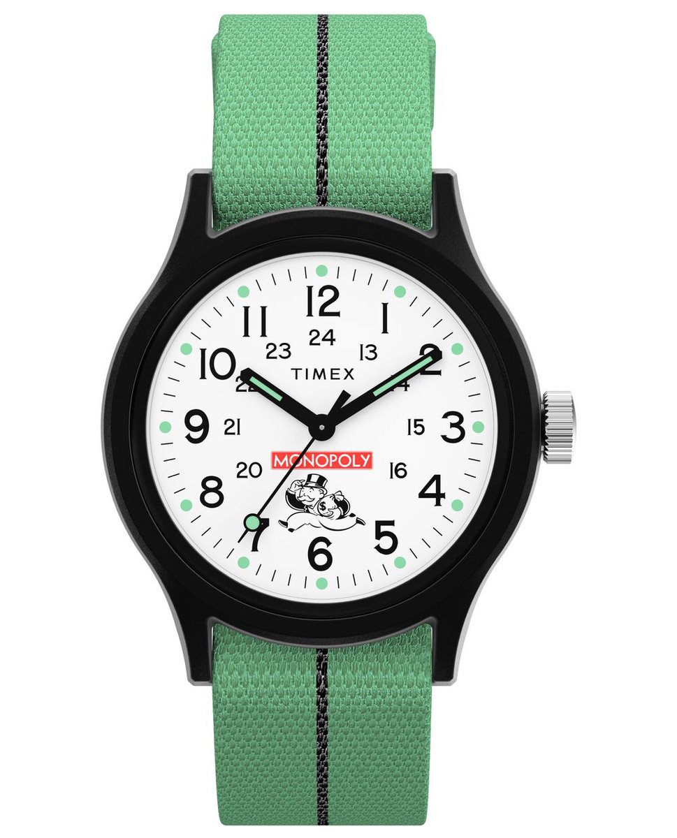 Timex X Monopoly TW2Y47100 Horloge - Textiel - Groen - Ø 36 mm
