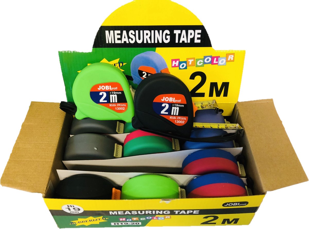 Jobi Rolbandmaat 2m - Set à 12 stuks, Breedte 19mm