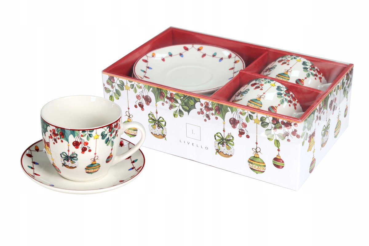 Porseleinen Kopjes met Schotels Set van 2, 250ml, Livello