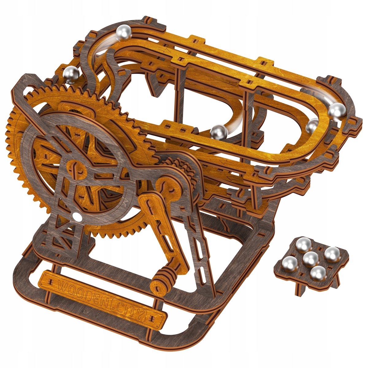 WoodenCity 3D Houten Marble Run Mini - Mechanische Balbaan