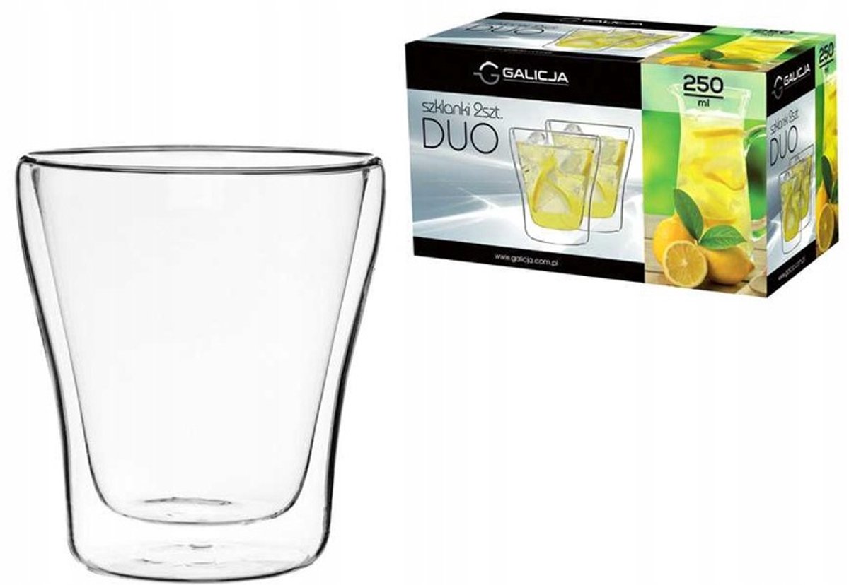 Dubbelwandig glas 250 ml, 2 stuks