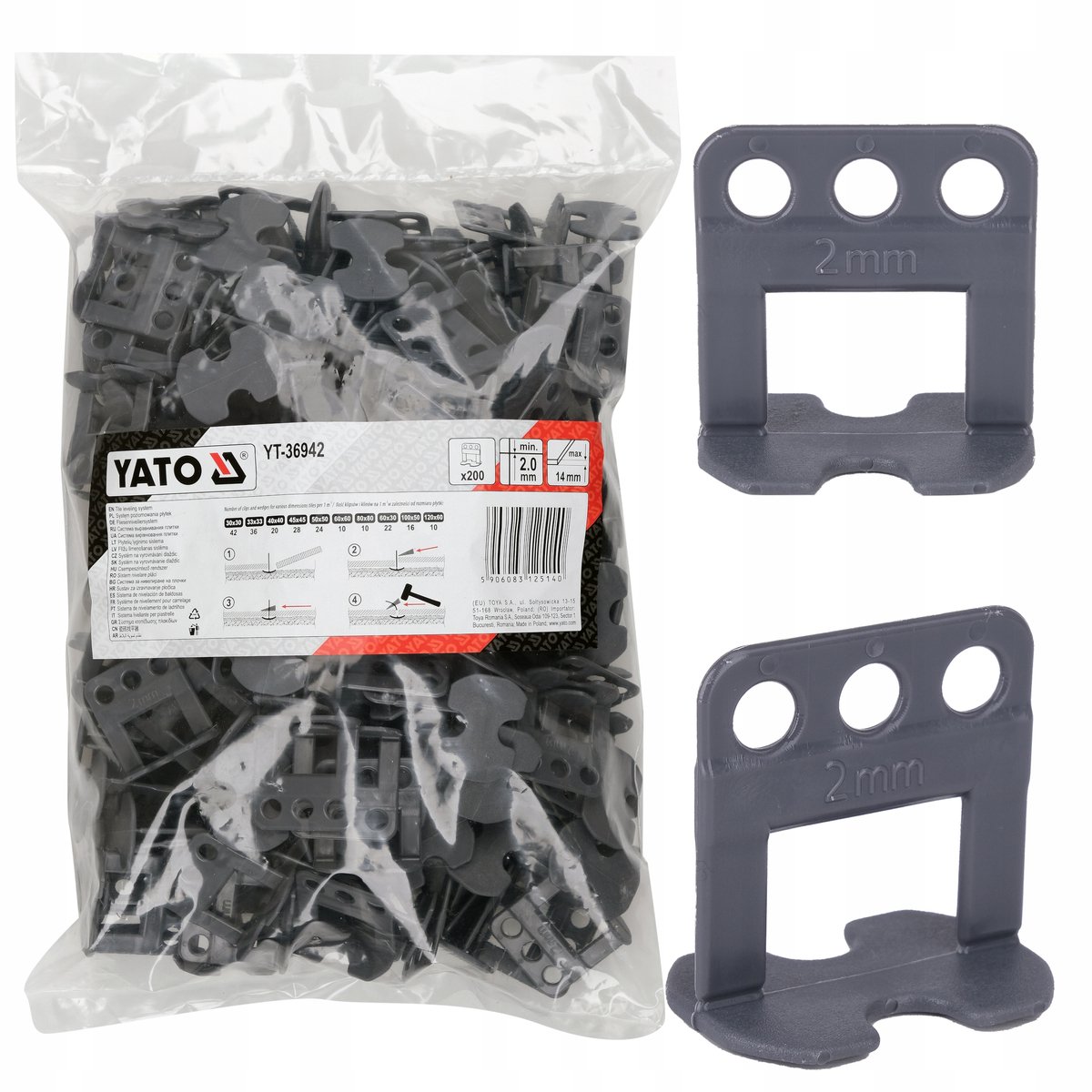 Yato Tegelnivelleringsclips 2 mm voeg - 200 stuks