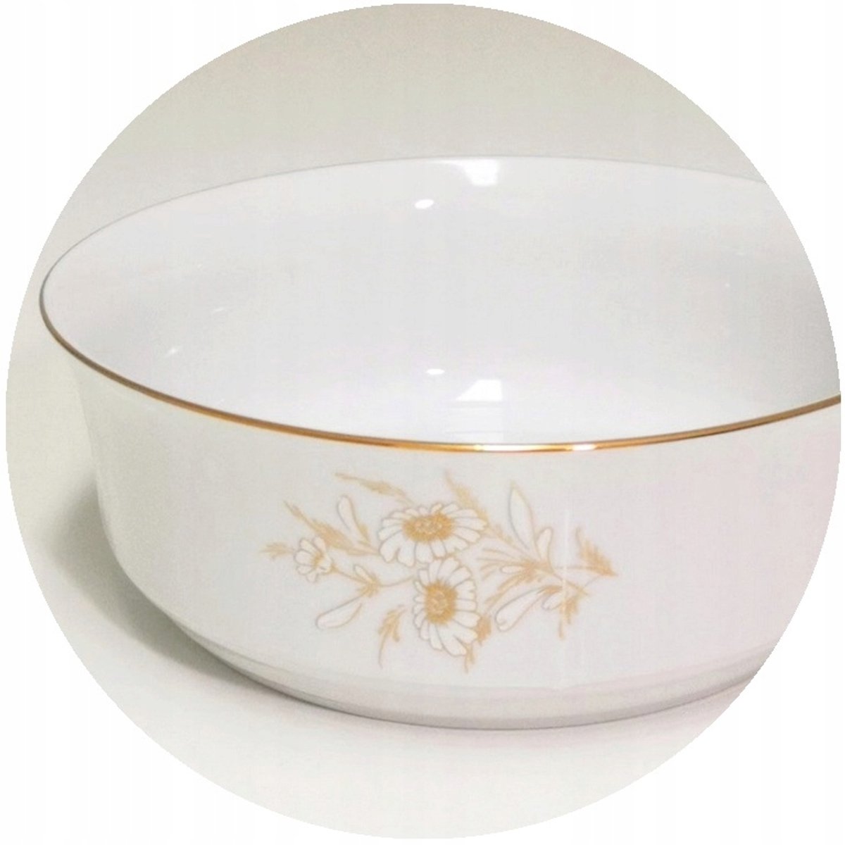 Kamélia Saladecom 17 cm - Wit Porselein, Goudkleurig Decor