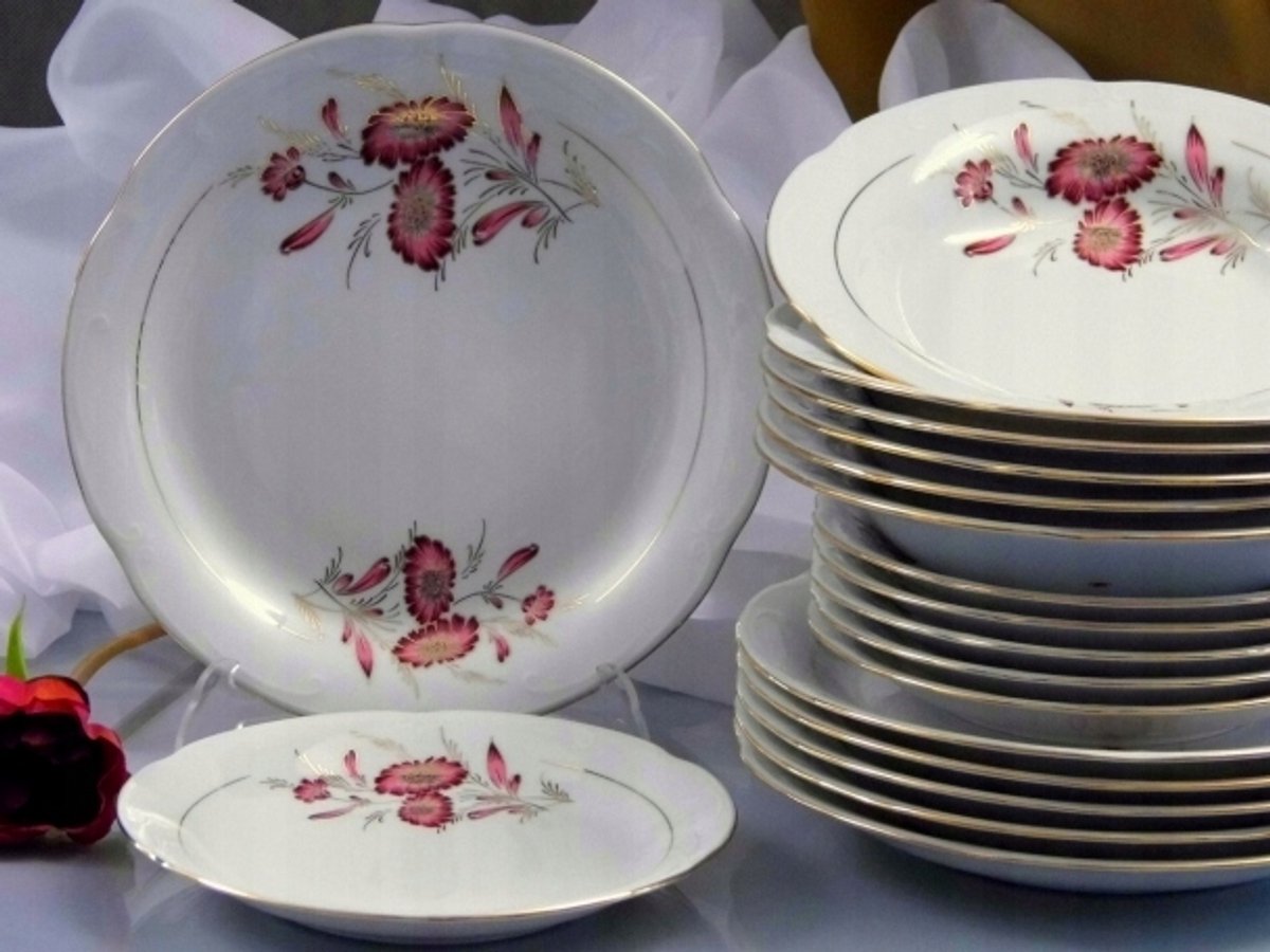 Kamélia Servies 6 Pers. 30 Delig Wit Porselein - Eet- & Koffieservies