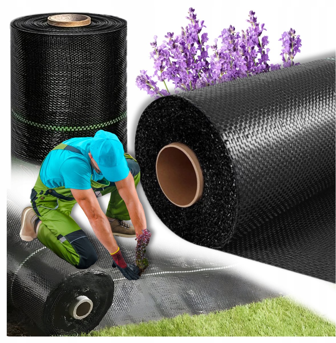 Agrotextiel 1.10m x 50m - 90g UV Zwart, Onkruidblokkerend