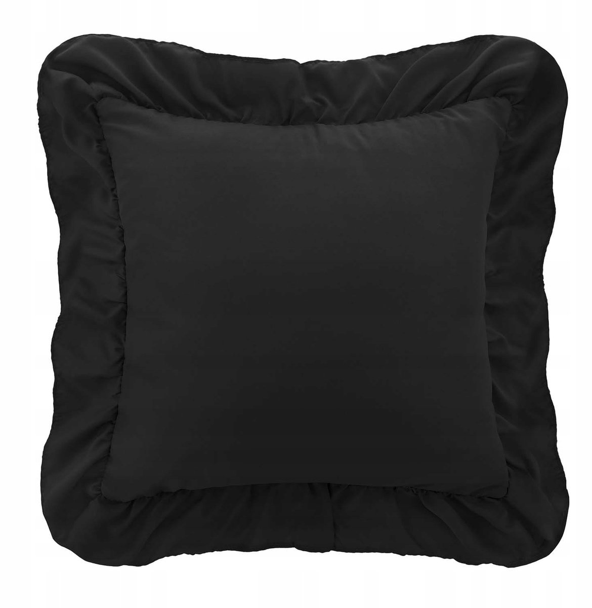 Decoratieve Kussenhoes Zwart 40x40cm met Ruche - Elegante Slaapkamer Decoratie