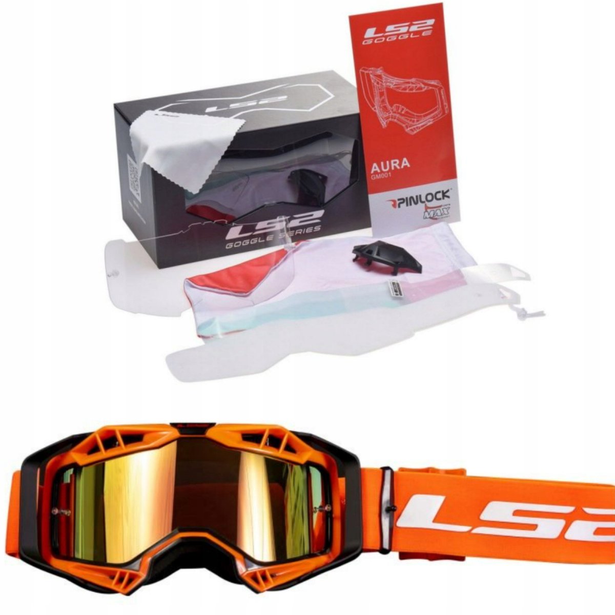 LS2 Aura Pro endurobril - oranje, 2 Vizieren, Pinlock, Nosek