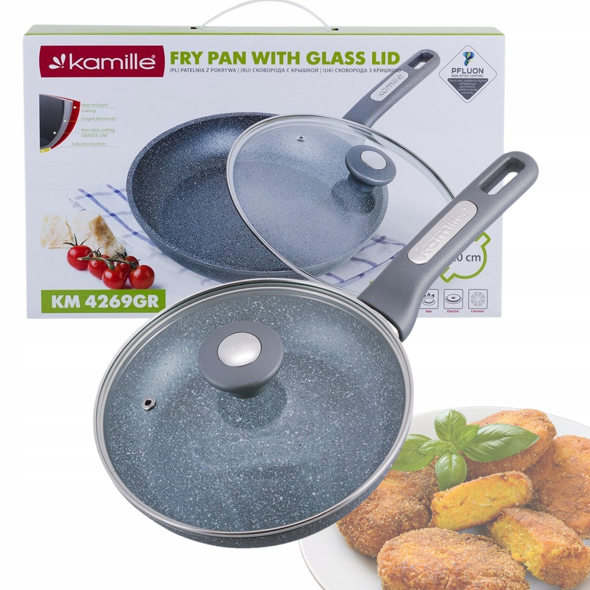 Granitine Koekenpan 20cm met Deksel - Geschikt voor Inductie