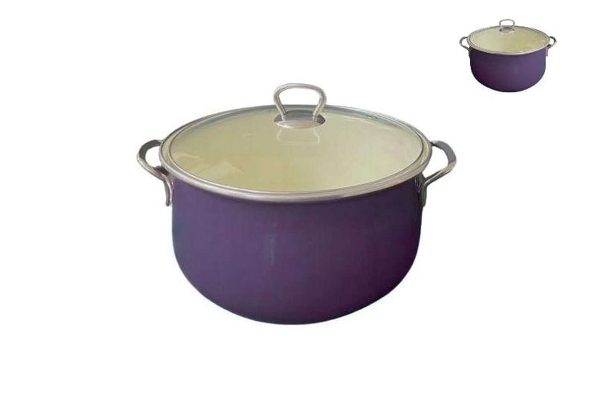 Degelijk Emaille Pan met Deksel 5L - Paars