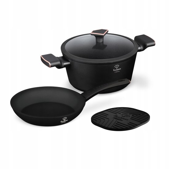 BERLINGER HAUS Ebony RoseWood Line BH-6782 Ensemble de 3 casseroles 24 cm